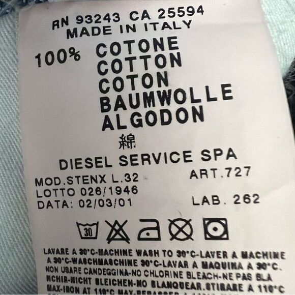 Diesel Stenx Rigid Denim Straight High Rise Ankle Jeans 28 x 28 Y2K Vintage - Picture 11 of 16